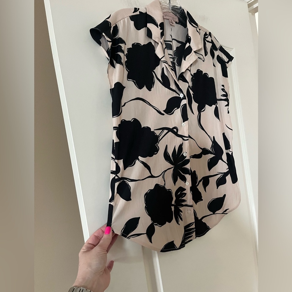 Philosophy Contemporary  Floral Print Button-Up Blouse Women’s Size Small - Picture 6 of 12